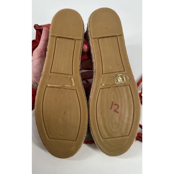 FREE PEOPLE Red Braided Leather Bondi Tall Gladiator Espadrilles Sandals - Picture 15 of 16